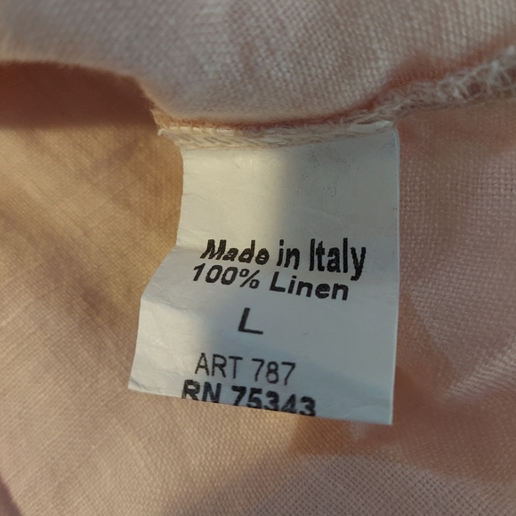 Terzo Millennio Italian Made Soft Pink Floral Embroidered 100% Linen Hi-Low Top - Picture 4 of 8